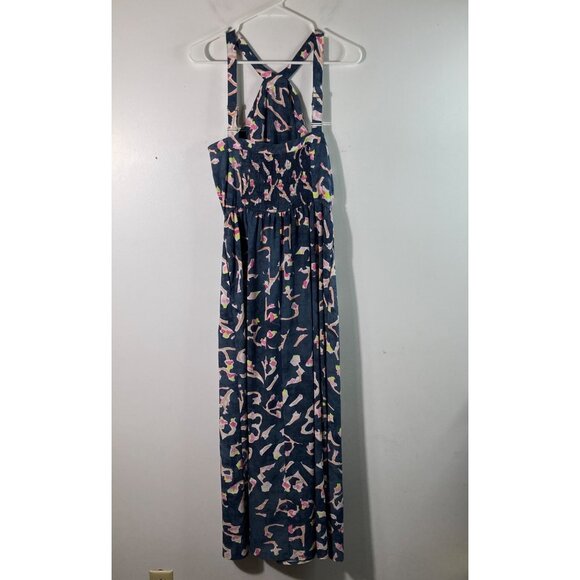 Womens Cabi Aurora Halter Maxi Dress 5269 Art To Wear Gray Pink Orange 6 Polyest - Picture 2 of 12